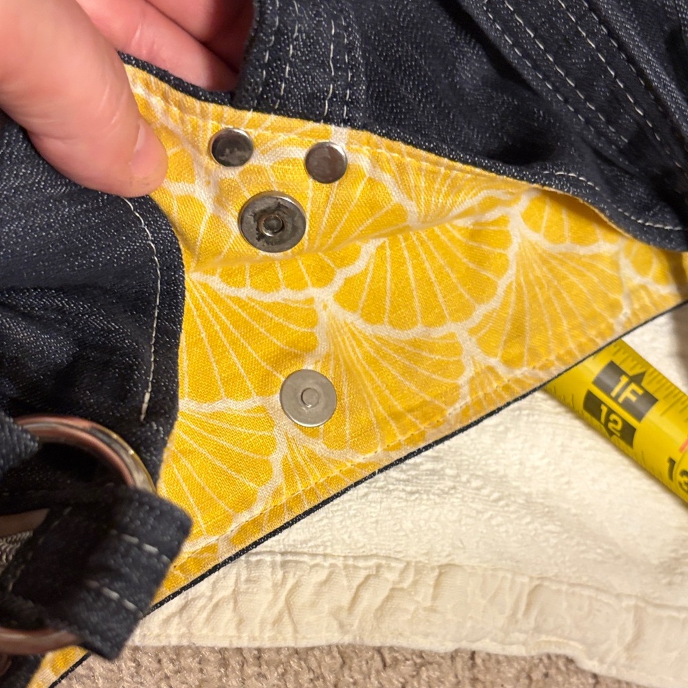 Stylish Denim hobo Shoulder Bag w yellow accents - Picture 8 of 9